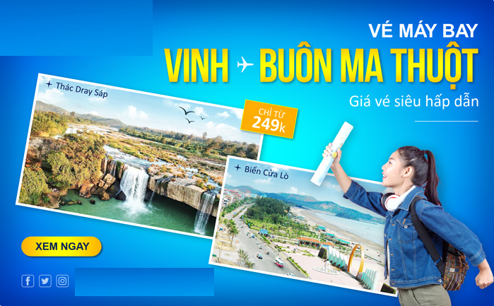 Đặt vé máy bay Vinh Buôn Ma Thuột online giá rẻ