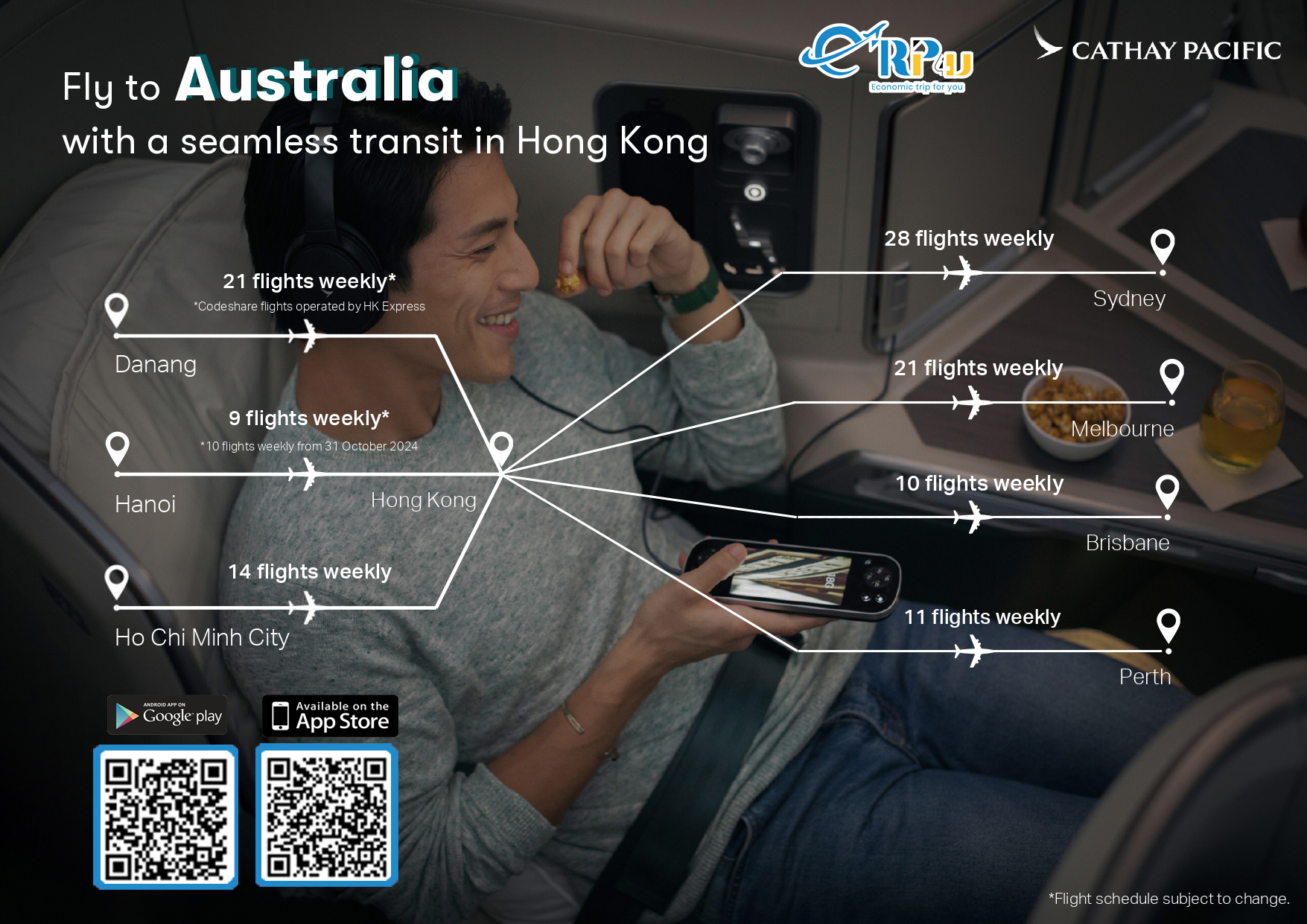 Cathay Pacific ưu đãi tháng 11 bùng nổ giá vé tốt cho nhiều chặng bay Cathay Pacific ưu đãi tháng 11 bùng nổ giá vé tốt cho nhiều chặng bay