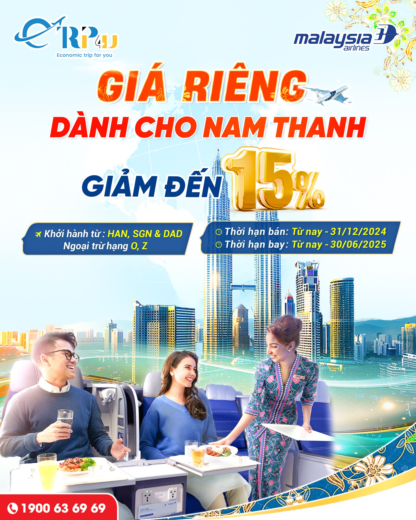 Malaysia Airlines: Ưu đãi giá riêng hấp dẫn, giảm tới 15% Malaysia Airlines: Ưu đãi giá riêng hấp dẫn, giảm tới 15%