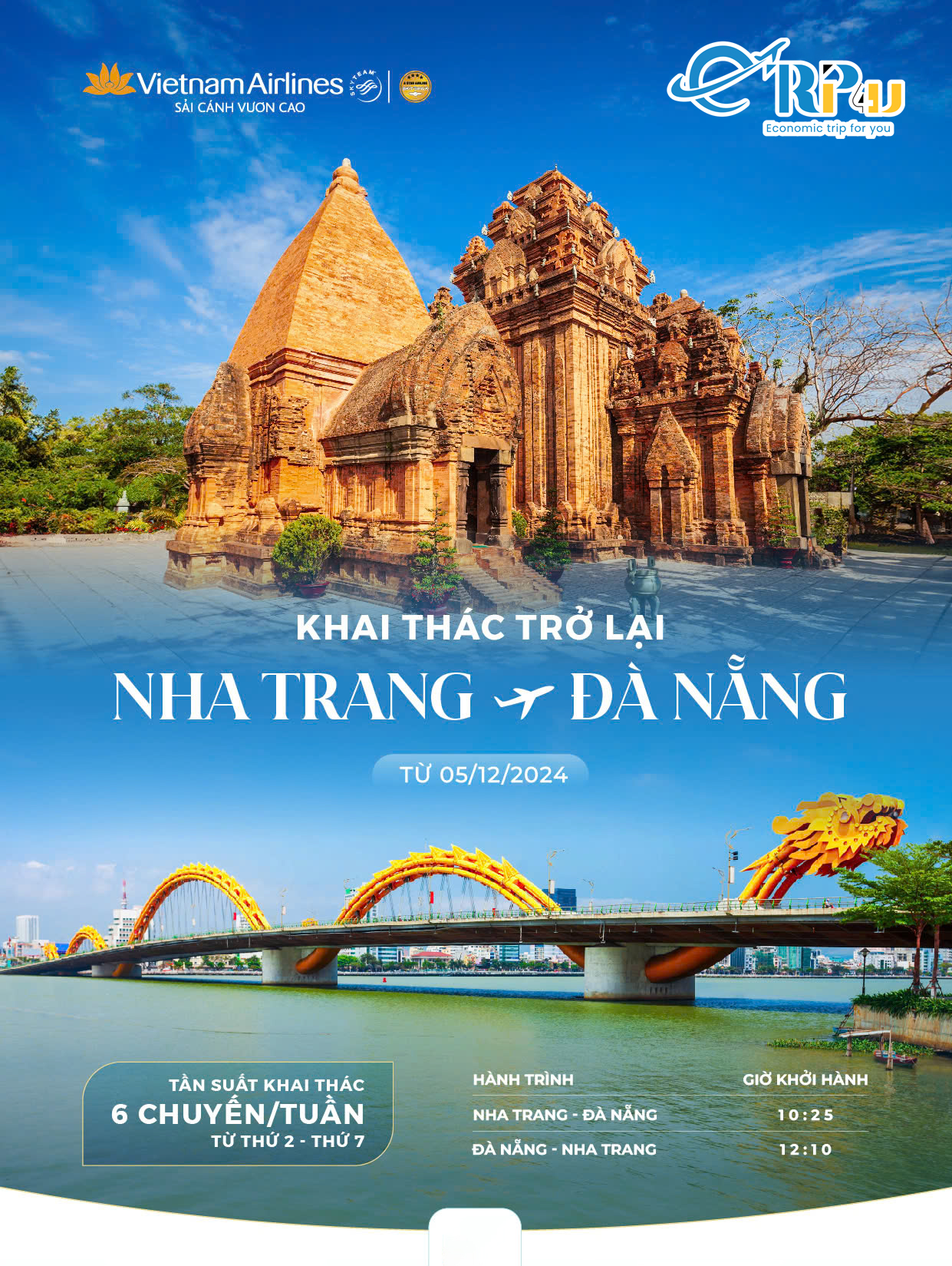 Vietnam Airlines: Khai thác trở lại chặng Nha Trang - Đà Nẵng Vietnam Airlines: Khai thác trở lại chặng Nha Trang - Đà Nẵng