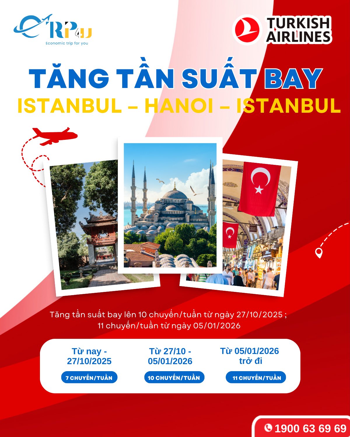 Turkish Airlines tăng tần suất chuyến bay Istanbul - Hà Nội - Istanbul