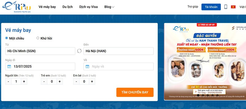 Đặt vé máy bay tháng 7 giá rẻ tại Etrip4u