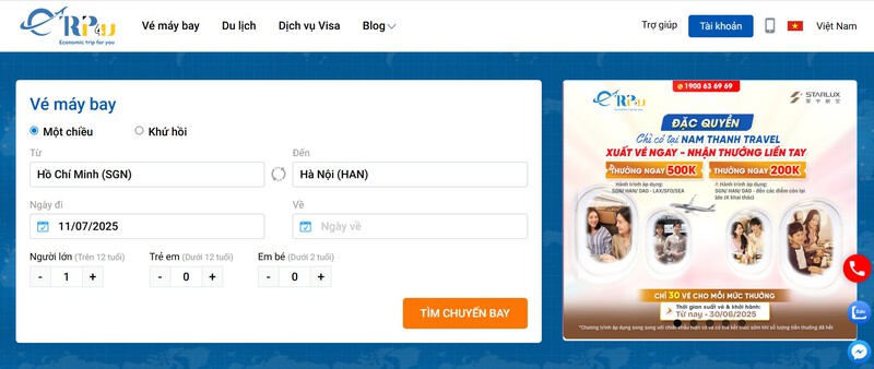 Hướng dẫn mua vé máy bay tại Etrip4u 