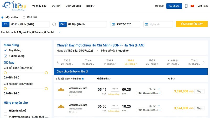 Đặt vé máy bay Vietnam Airlines ưu đãi tại Etrip4u Đặt vé máy bay Vietnam Airlines ưu đãi tại Etrip4u