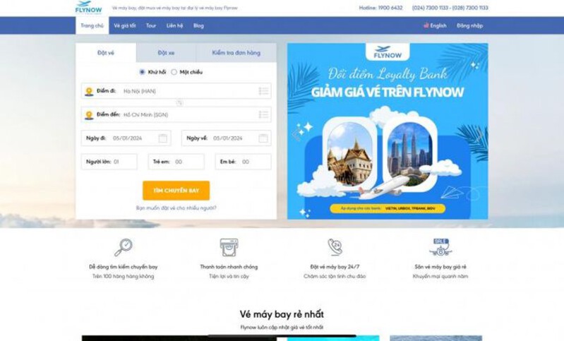 Đặt vé máy bay tại Flynow.vn