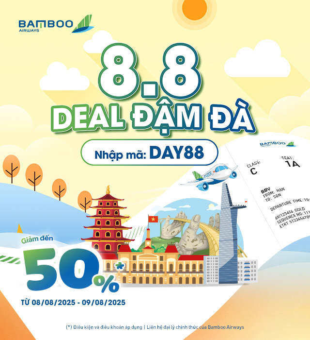 Nhận ưu đãi lên tới 50% nhân dịp Sale ngày đôi tại Bamboo Airways Nhận ưu đãi lên tới 50% nhân dịp Sale ngày đôi tại Bamboo Airways