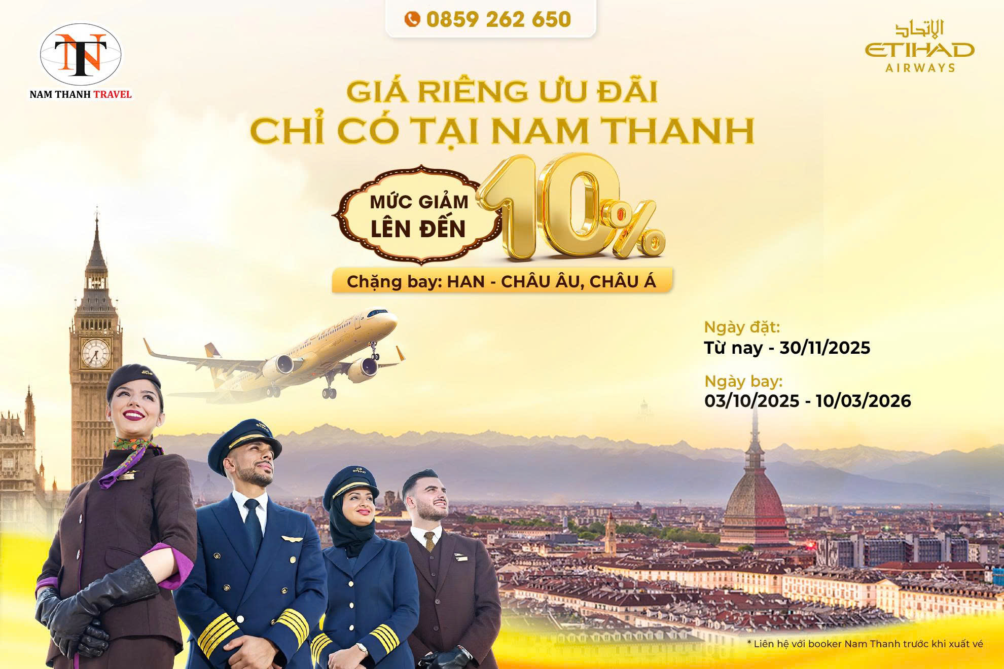 Ưu đãi giá riêng lên đến 10% từ Etihad Airways Ưu đãi giá riêng lên đến 10% từ Etihad Airways