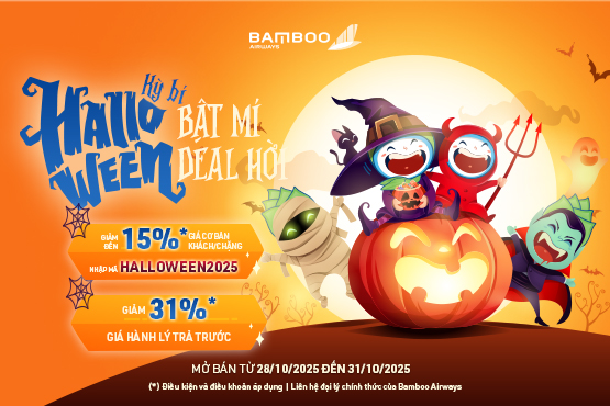 Bamboo Airways tung ưu đãi cực khủng dịp Halloween 2025 Bamboo Airways tung ưu đãi cực khủng dịp Halloween 2025