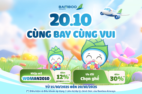 Ngày 20/10 – Cùng bay, cùng vui cùng Bamboo Airways Ngày 20/10 – Cùng bay, cùng vui cùng Bamboo Airways