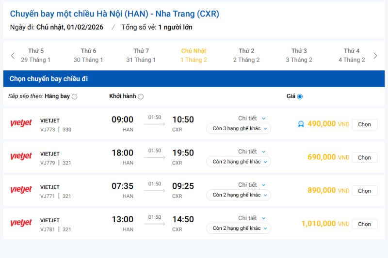 Giá vé máy bay Hà Nội đi Nha Trang Vietjet Giá vé máy bay Hà Nội đi Nha Trang Vietjet