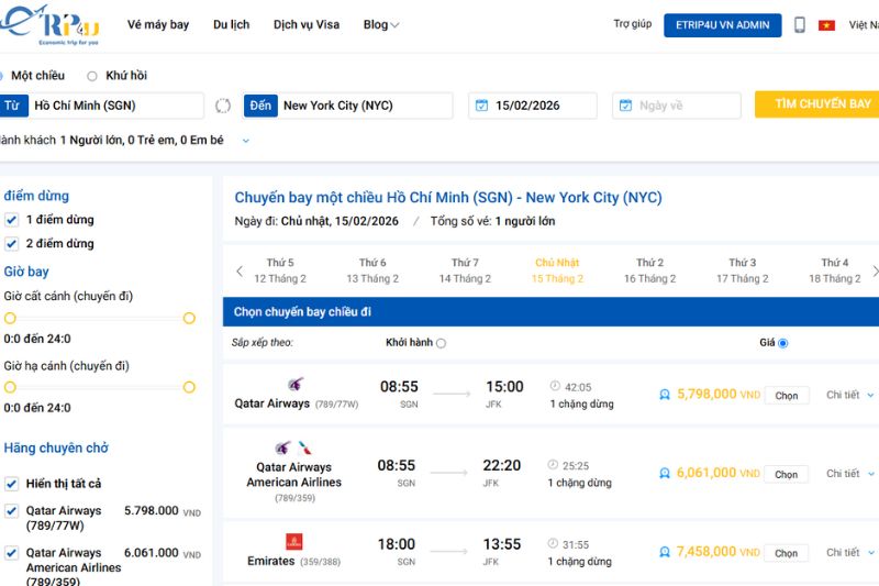 Giá vé máy bay đi Mỹ tham khảo tại Etrip4u Giá vé máy bay đi Mỹ tham khảo tại Etrip4u