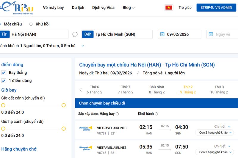 So s&aacute;nh gi&aacute; nhanh tr&ecirc;n nhiều h&atilde;ng v&agrave; nền tảng uy t&iacute;n như Etrip4u